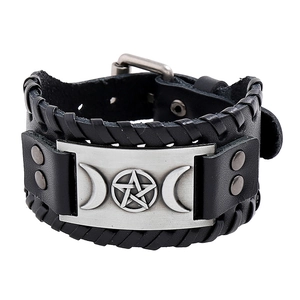 Punk Vintage Woven Leather Bracelet Viking Totem Pirate Men Wide Punk Gothic Bangle Fashion Jewelry Gift