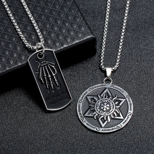 Set de colliers gothiques avec pendentifs crâne et hexagramme en alliage pour hommes