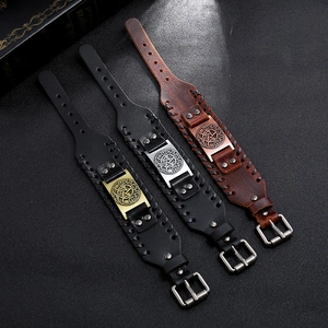Pulseras de cuero trenzado vintage con colgantes Árbol de la Vida estilo punk