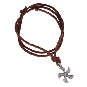 Collana da Uomo Vintage in Cordino di Pelle Ciondolo Stella a Spirale in Lega Argento Antico Collana Regolabile per Gioielli Spiaggia Casual