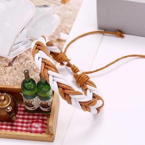 Bracelet cordon tissé réglable fait main avec un design bicolore torsadé pour hommes
