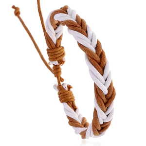 Bracelet Tressé en Cuir de Vache Vintage pour Hommes Marron Blanc Ajustable Cordon Multicouche Tressé à la Main Style Ethnique Bijoux