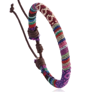 Bohemian Ethnic Woven Bracelet For Women Handmade Colorful Cotton Rope Adjustable Braided String Bracelet Jewelry Travel Gift