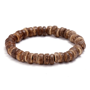 Vintage Natural Coconut Shell Beaded Bracelet Handmade Ethnic Abacus Beads Stretch Bracelet For Men Women Daily Jewelry Gift