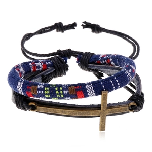Vintage Leather Alloy Cross Multi-layer Braided Bracelet Men Women Ethnic Woven Wristband Retro Punk Style Jewelry Accessory