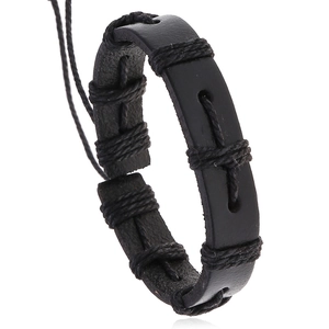 Hand Woven Cowhide Leather Bracelet Retro Punk Style Adjustable Hemp Rope Wrapped Wristband Fashion Unisex Jewelry