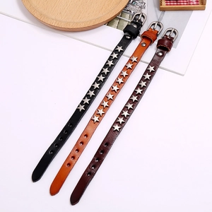 Punk leather bracelets with silver star rivets in black brown and coffee colors