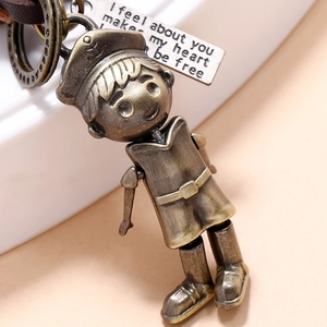 Vintage bronze sailor boy keychain with engraved inspirational quote metal plate tag