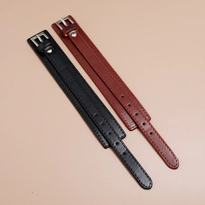 Multi-layer PU leather bracelet with silver buckle and stitching details for men and women
