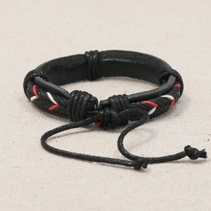 Vintage multilayer braided leather bracelet with ethnic style colorful cord details