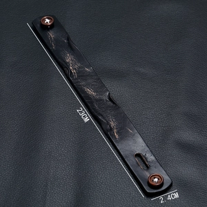 Retro punk style black leather bracelet with bronze buttons and 23cm length measurement