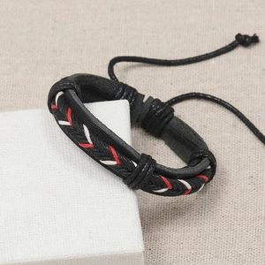 Vintage multilayer braided leather bracelet with adjustable cords in punk ethnic style