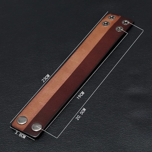 Men's minimalist punk leather bracelet with dual-tone brown panels and snap buttons