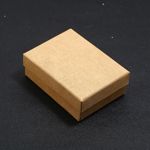 Minimalist beige linen jewelry box with rectangular lid for necklaces and bracelets