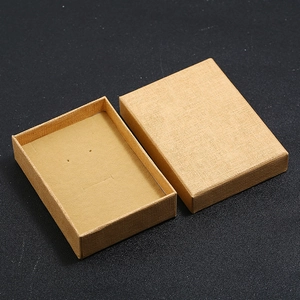 Linen textured beige jewelry gift box with soft foam insert for necklaces and earrings