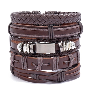 Vintage Geflochtenes Kunstleder Armband Für Damen Herren Unisex Mehrschichtiges Legierung Charm Wickelarmband Punk Schmuck