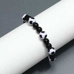Bracelet de perles de football pour hommes avec perles à motif de ballon
