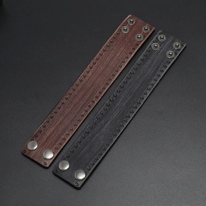 Vintage punk wide leather bracelet with black rivets and adjustable metal snaps for men