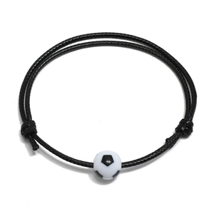 Minimalistisches Schwarzes Geflochtenes Fußball Armband Für Herren Damen Sportfans Fußballperle Verstellbarer Schmuck Fußball Zubehör