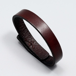 Minimalist vintage dark brown leather bracelet with natural texture for men and women