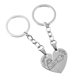 Romantische Hart Puzzel Koppel Sleutelhanger Set Titanium Roestvrij Staal I Love You Gegraveerde Sleutelhanger Valentijnsdag