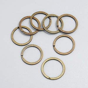 Set of seven 30mm flat metal key rings in antique bronze finish for DIY jewelry crafts