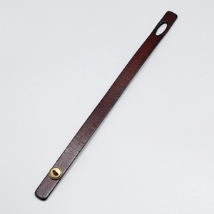 Vintage brown leather wristband with antique bronze button for men and women