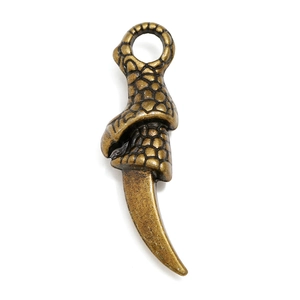 Retro bronze alloy dragon claw and fang pendant charm for DIY jewelry and necklaces