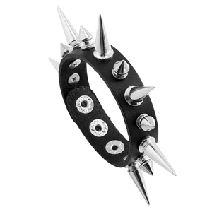 Bracelet en Cuir Punk à Pointes pour Hommes Femmes Gothique Rock Rivet Ajustable Jonc en Cuir de Vache Bijoux de Scène Noir Argent