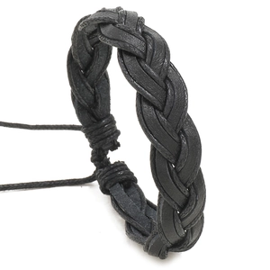 Men Woven Faux Leather Bracelet Handmade Multi Layer Adjustable Cord Wristband Retro Punk Style Male Jewelry Fashion Accessory