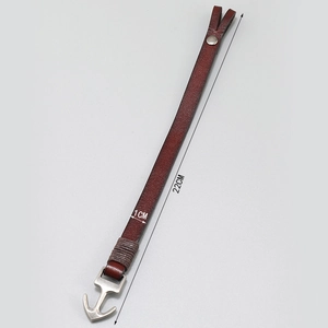 Vintage dark brown leather anchor bracelet with silver buckle and 22cm length specification