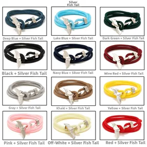 Detailed grid showing braided whale tail bracelets in twelve different vibrant colors