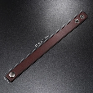 Detailed size specifications for the dark brown vintage leather wristband for men