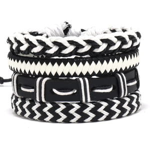 Men's Multi-layer Braided PU Leather Bracelet Punk Vintage Woven Cord Wrap Jewelry For Men Fashion Accessories Gift