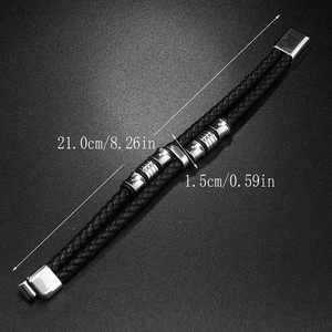 Spécifications de taille pour le bracelet en cuir tressé avec longueur 21cm et largeur 1.5cm