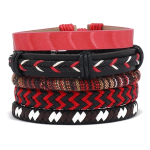 Bohemian Handmade Woven Multilayer Synthetic Leather Bracelet For Men Women Ethnic Style Adjustable Friendship Cord Wristband Jewelry