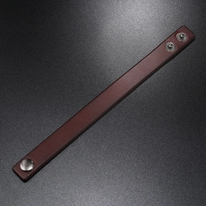 Minimalist vintage dark brown leather bracelet for men with silver snap buttons