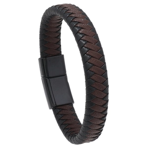 Men Retro Woven Synthetic Leather Bracelet With Magnetic Alloy Clasp Multi-layer Street Style Casual Wristband Jewelry For Men