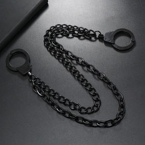 Cool punk style double layer metal handcuff chain for pants and hip-hop outfits