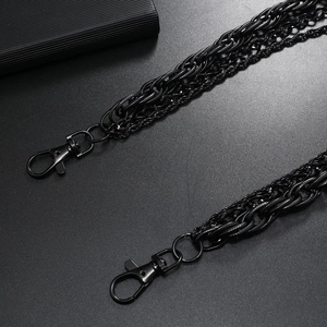 Matte black multi-layer metal waist chain with industrial lobster clasp for punk style