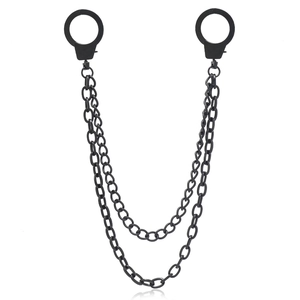 Punk Rock Handcuffs Double Layer Metal Waist Chain For Men Women Hip Hop Gothic Streetwear Pants Chain Belt Accessory Black