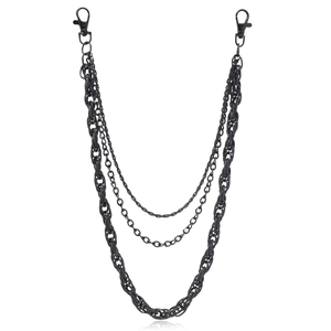 Unisex Punk Multilayer Metal Waist Chain Black Hip Hop Streetwear Jean Chain Decorative Body Jewelry For Women Men