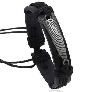 Handmade Braided PU Leather Bracelet For Men Women Vintage Punk Style Adjustable Alloy Charm Hemp Rope Wristband Fashion Jewelry