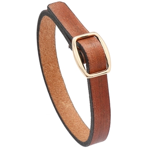 Minimalistisches Vintage Lederarmband in Braun mit goldener Metallschnalle für Damen und Herren