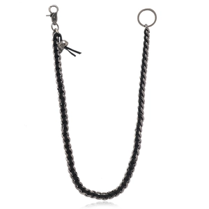 Men's Punk Hip Hop Metal Pants Chain With Skull Pendant Woven Artificial Suede Wallet Chain Jeans Waist Chain Jewelry For Teens