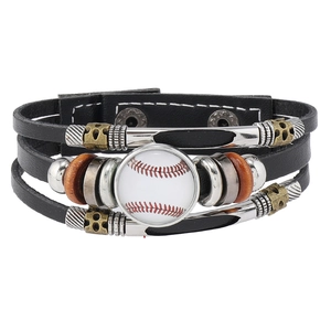 Pulsera Deportiva Multicapa Hecha a Mano de Cuero Artificial para Hombre Mujer Béisbol Baloncesto Fútbol Joyería Trenzada