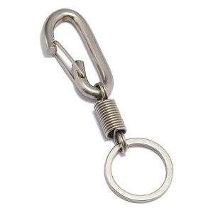 Punk style stainless steel keychain with heavy duty spring and D-ring swivel clip