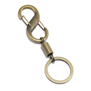 Vintage Zinc Alloy S-Shaped Carabiner Keychain Men Car Key Ring Retro Bronze Metal Hook Industrial Waist Hanging Key Holder