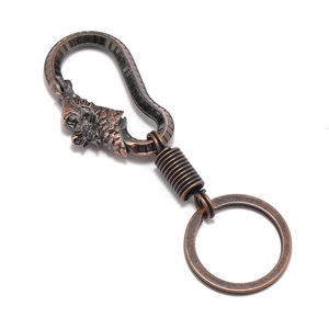 Retro Zinc Alloy Dragon Head Keychain For Men Women Simple Metal Keyring Car Key Accessory Antique Bronze Red Copper Key Holder