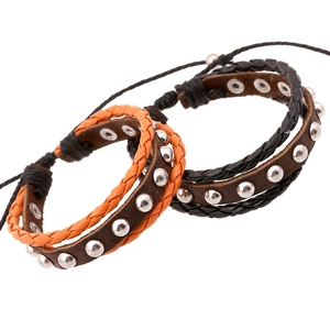 Vintage Punk Rivet Bracelet For Men Women Leather Alloy Hand Woven Adjustable Multi Layer Casual Daily Jewelry Gift